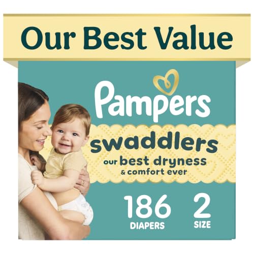 Image of Pampers Swaddlers Diapers, Size 2 (10-22 lbs), 186 Count, Fragrance Free, Hypoallergenic, Absorbent, Pediatrician Recommended, Skin Safe