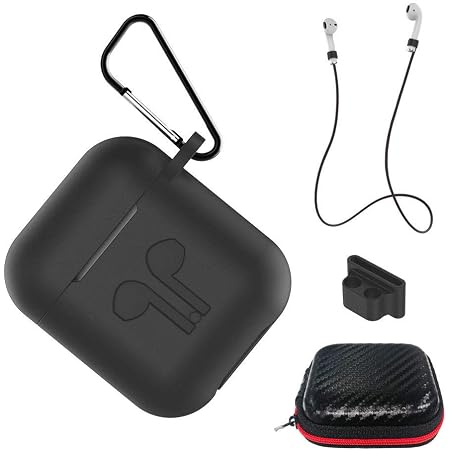 AICEK Custodia Compatiblile con AirPods 1 \u0026 2 Cover Silicone Case per Apple  AirPods Protective Accessori con Moschettone,Earpod Cover Nero : Amazon.it:  Elettronica