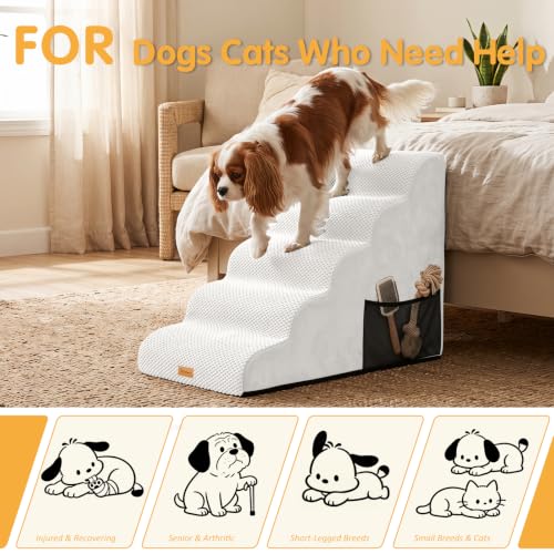 Image of Topmart High Density Foam Dog Steps 5 Tiers, Extra Wide Deep Pet Steps