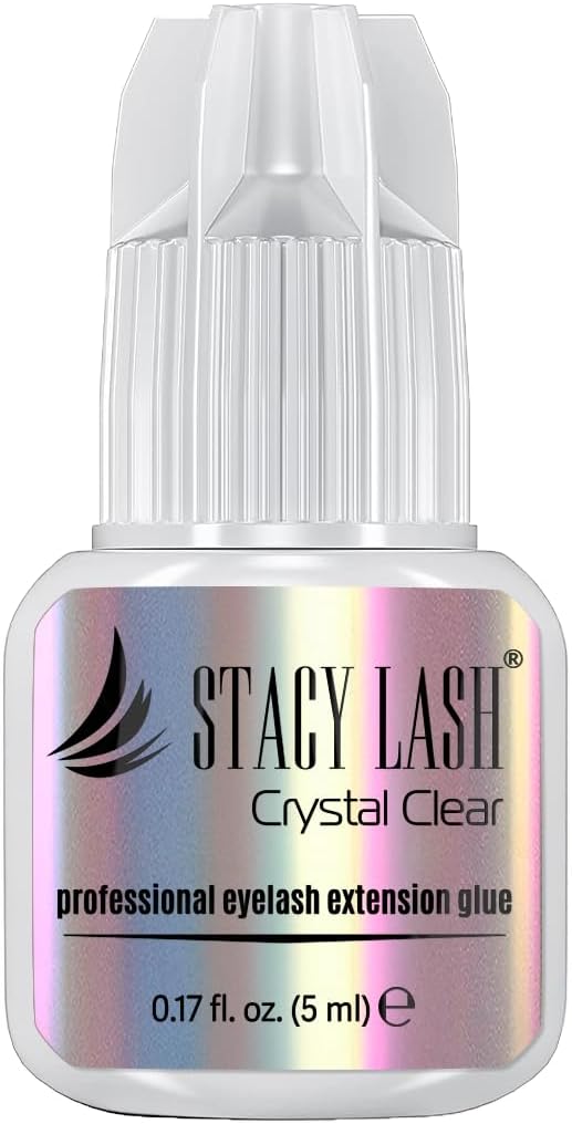 Crystal Clear Eyelash Extension Glue (0.17fl.oz/5ml)/1 Sec Drying Time/Retention – 8 Weeks/Transparent Adhesive/Professional Supplies