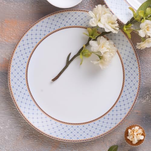 Image of Larah by Borosil 37pc Opalware Kosmia Dinner Set for Family of 6 | Microwave & Dishwasher Safe Crockery Set for Dining & Gifting | Plates & Bowls