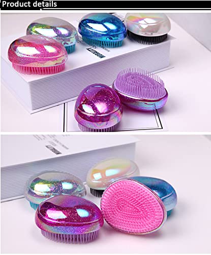 Hair Brush, Detangling Brush Portable Travel, Glitter Egg Shape Anti Static Knots, Air Cushion Massage Detangler Brush For Adults Kids Curly Long Thick Dry Wet Frizzy Damaged Hair Blue #TOP2