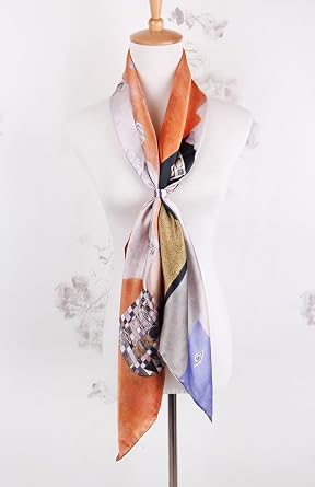 Grand Carré Foulard En Soie 110cm X 110cm - Impression Tableau Klimt Ou Van Gogh - Châle XXL Élégant