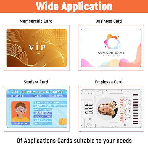 500 Pack Premium Blank PVC Cards, White CR80 30 Mil Plastic ID Cards for Photo ID Badge Printers, Blank Credit Card Business Card Fit Most Printers - Thumbnail 4