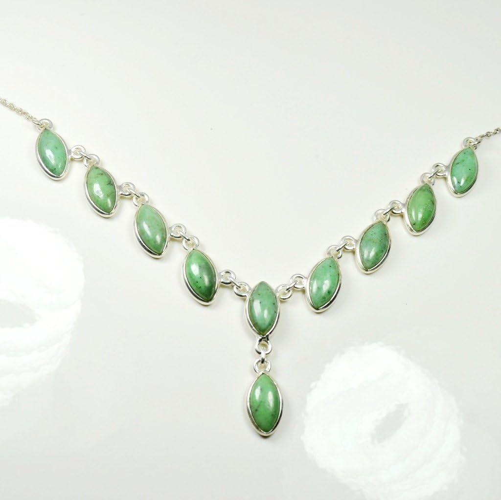 Natural Malachite Sterling Silver Green Stone Necklaces for Women Fashion Handmade Jewelry