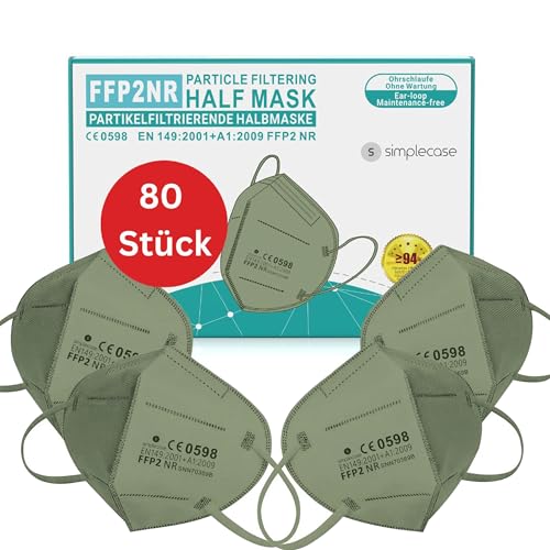 Simplecase 80 Stück FFP2 Maske Zertifiziert von offiziell benannter Stelle 0598 Atemschutzmaske Partikelfiltermaske