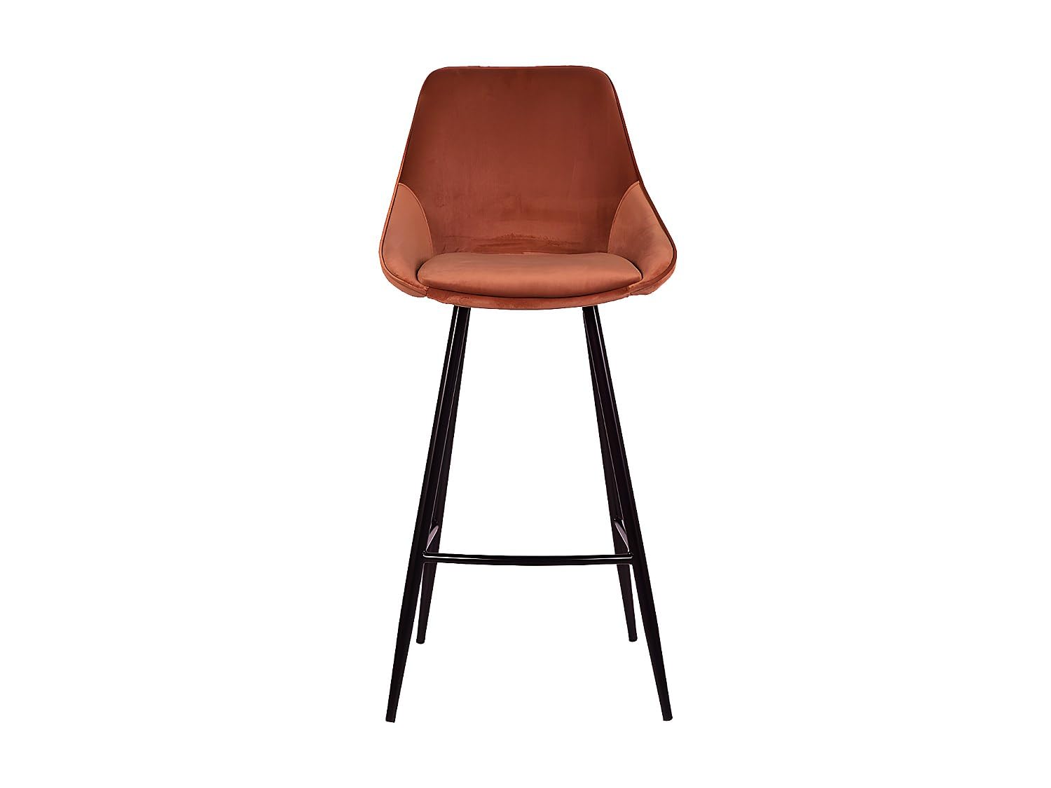 Vente-unique - Lot de 2 tabourets de Bar - Velours - Terracotta - MASURIE