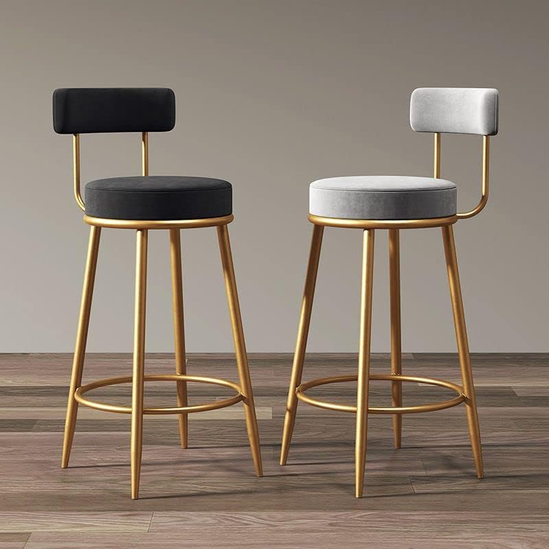 CraftThink Modern Bar Stools Counter Stool, Home Side Chair Gold Velvet Round Low Back Counter Stool with Iron Legs Dining Chairs for Bar Stool Indoor Home, White 1 Piece Counter Stool(26" H)