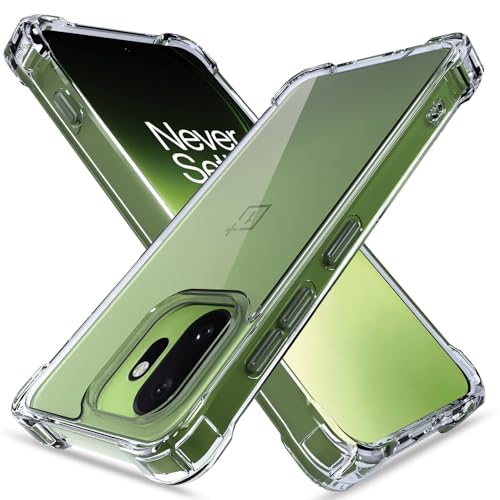 Image of Amazon Basics Back Cover for OnePlus 15T 5G PC + TPU Clear Transparent Raised Edges Shockproof Protective Phone Bumper Case (Transparent)