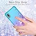 iCoold Samsung Galaxy A10e case,w/Screen Protector[2 Pack],Four-Corner Glitter Bling Floating Quicksand Silicone Slim Non-slip Shockproof Bumper Protective TPU Cover for Girls Women,Teal/Purple