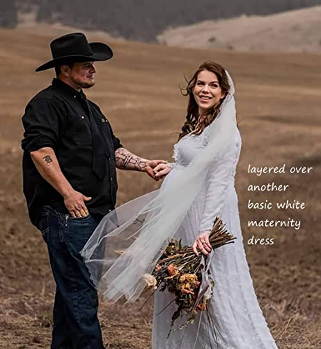 Cosyou White Lace Maternity Dress For Photoshoot Milk Bath Dress Sheer Lace Wedding Dress Maternity Lingerie Beach Cover Ups (M, White) #TOP4