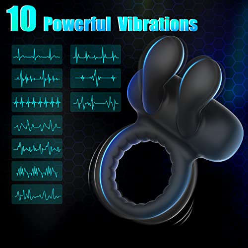 Vibrating Cock Ring With Bunny Ears, Silicone Penis Ring Couple Vibrator With 10 Vibration Modes For Clitoris & Testicles Stimulation, Remote Control Rechargeable Sex Toys For Men Couples #TOP1