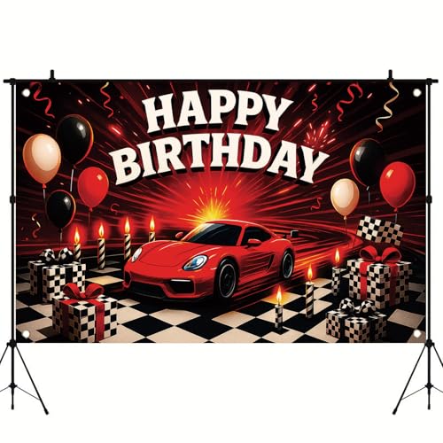 Fondo para fiesta temática de autos 71 x 43 pulgadas miniatura 4