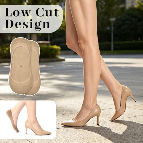 Image of RYI 6 Pairs Cotton Ultra No Show Socks Womens - Non Slip, Loafer Socks For Flats