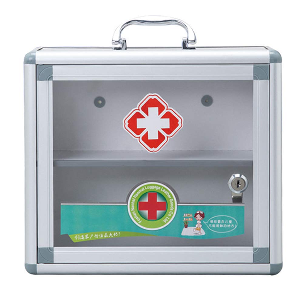 Armoire à pharmacie avec serrure, boîte de rangement à médicaments portable, transparente, verrouillable, armoire médicale, armoire de premiers secours à fixation murale