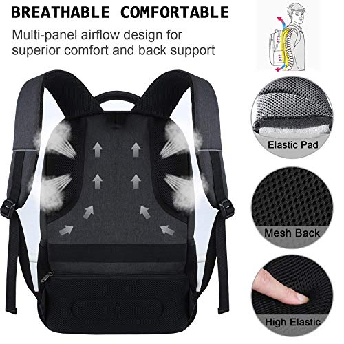 KASIBON Laptop Backpack with USB Charging&Headphone Port,Anti-Theft Business Laptop Backpack with Breathable Padded Shoulder Strap, Water Resistant Computer Rucksack - Image 6