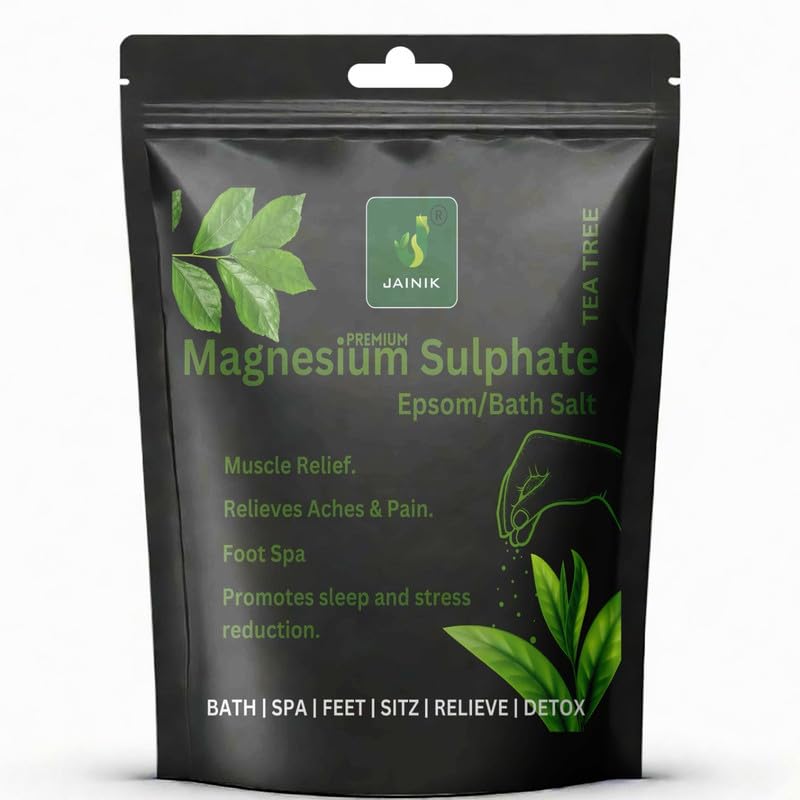 JAINIK Magnesium Sulphate Epsom Salt For Muscle Relief, Relieves Aches Pain,Bath salt for Relaxation,Refreshing Body,Joint Soreness and Tired Muscles, 450gm (Tea Tree_450 g.)