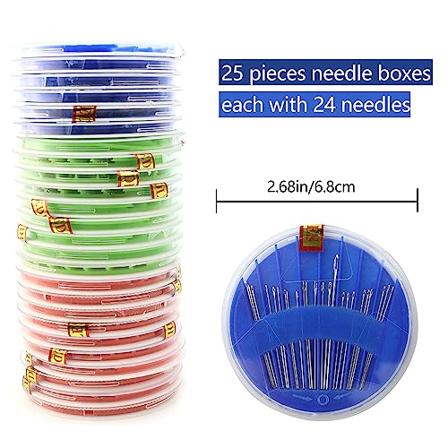 25 Pack Premium Hand Sewing Needles, Sewing Needle Hand Work Sewing Needle and Thread Box Set Accessories for Handsewing Large Eye Stitching Needles for Sewing Repair Embroidery Needles - Image 3