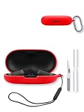 Case for 1MORE Fit SE S30 Open Ear Headphones&comma;Soft Protective&comma;BOVUGAC Silicone Case Cover with Keychain & Cleaning Kit & Lanyard for 1MORE Fit SE S30-Red