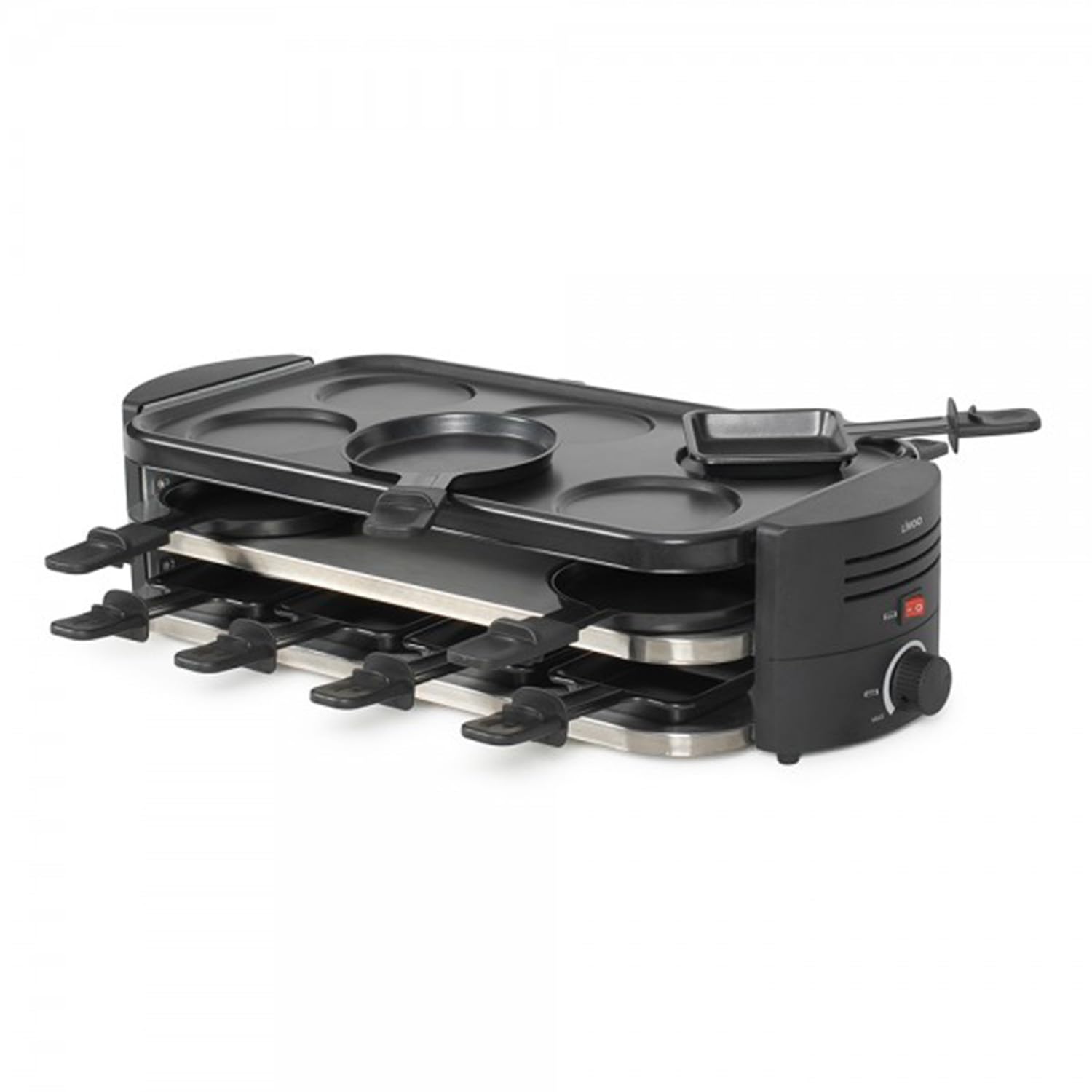 Appareil à Raclette Livoo, Pizzas & Crêpes 8 Personnes, 1600 W, Noir