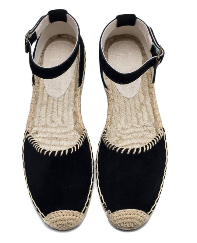 Image of Women's Espadrille FLat Sandals Closed Toe Ankle Wrap,Classic Lace Up Summer Dressy Flat Shoes