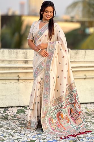 Image of SGF11 Women's Kanjivaram Pure Soft Silk Saree With Unstitched Blouse Piece