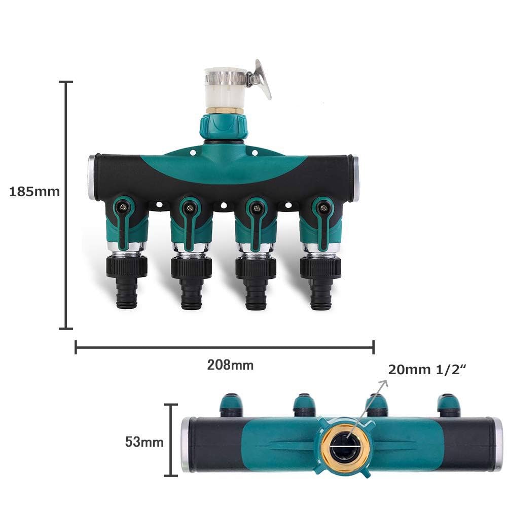 金属製 蛇口 4個セット Amazon | 蛇口 分岐 4方向へ自由に分岐 金属製 シールテープ同梱