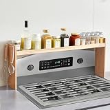 VEVOR Over the Stove Shelf, Over Stove Spice Shelf for Kitchen Stove Top, Seasoning Shelves, Spice Organizer, Easy to Assemble Countertop Storage Solution, Kitchen Gadgets with 6 Hooks