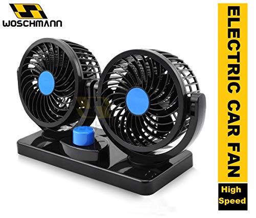 Woschmann - Mitchell 12V DC Electric Car Fan for Dashboad 360 Degree Rotatable Dual Head Car Auto Powerful 2 Speed Cooling Air Fan