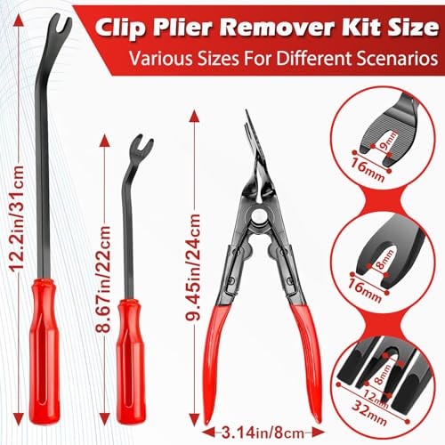 Image of Doaho 7 Pcs Car Trim Removal Tool Kit with Non-Scratch Plastic Pry Tool and Fastener Clip Pliers for auto Safe Interior Car Panel Detachment, Dashboard, Door Clips & Upholstery - Red