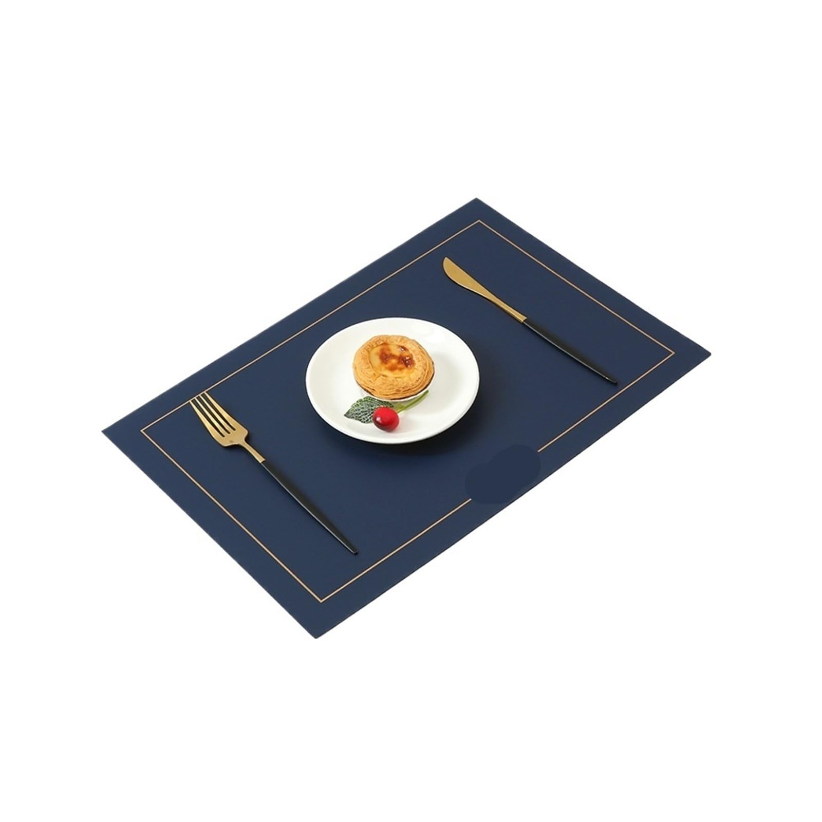 Faux Leather Placemats Set of 2/4/6 Placemat Faux Leather Rectangle Table Mat for Dining Tables Wipeable Leaf Hollow Insulation(Blue,RECTANGULAR_4PCS)