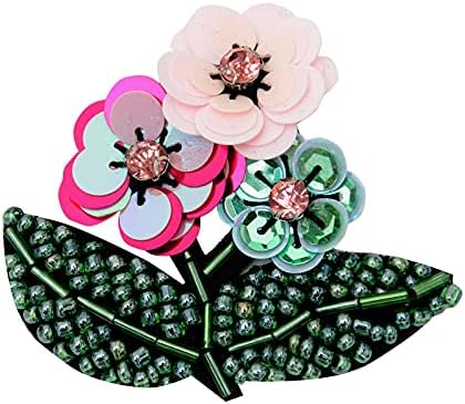 Amazon Co Jp Jnai 手作りビーズの花の布 Diy 服装バッグシューズアクセサリー手作り装飾品 2pcs 6 6 6 2cm ホビー