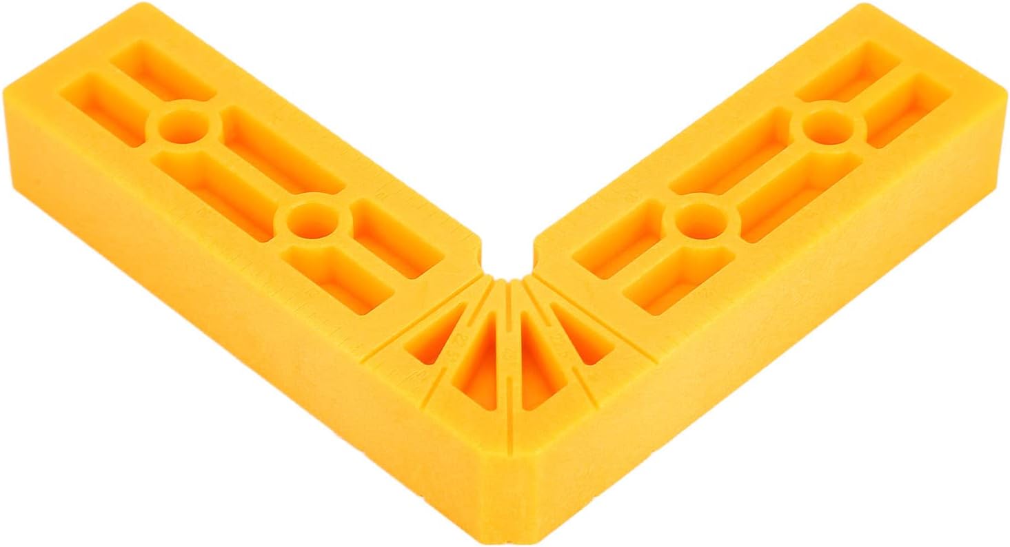 2Pcs 90 Degree Positioning Squares, Right Angle Fixing Clamp for Woodworking, ABS Carpenter Tool with Screws and Limit Blocks, 120mm (4-1/2in) for Cabinet Frame (Yellow)