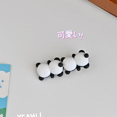 Ur Sunshine 2Pcs Girls Women Adult And Kids Children Creative Cute Lovely Novelty Mini Smiling Face Happy White Black Panda Head Small Hairpin Hair Clip Hair Grip #TOP5