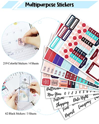 Budget Binder With Zipper Envelopes, Cash Envelopes For Budgeting, 58Pcs A6 Budget Binder Pu Leather 2023-2024 Monthly Planner With Cash Envelopes Stickers Pen, Money Organizer For Cash Savings Binder #TOP2