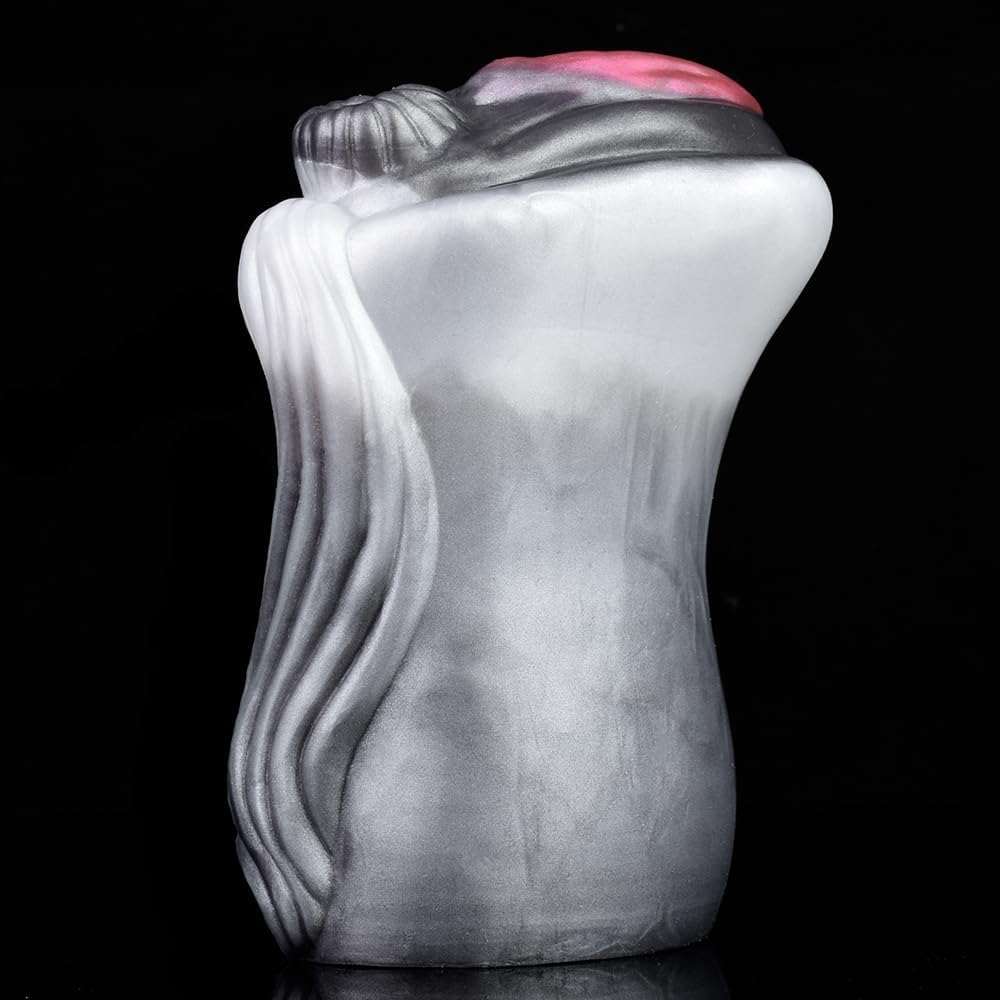 6.29" Male Masterburters with Dual Channel, Pocket Pussy Sucking Sex Penis Training Toy Soft Liquid Silicone Male Masturbater Cup Masturbation Toy for Gay Men (White Black)