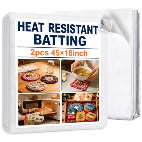 Wallondro 2pcs 4518inch Heat Resistant Batting for Potholders Premium Thermal Batting & Insulated Fabric Easy Cut Material for Oven Mitts Hot Pads Bowl Cozies and Kitchen DIY Thermal Projects