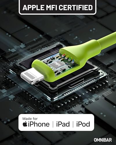 Image of USB A to Lightning Cable (6FT, Lime Green), Ultra Soft Flow Silicone iPhone Charging Cord, Apple MFi Certified Lightning Cable for iPhone 14 /13 /12 /11 /XS /XR /X /SE, iPad Pro /Air /Mini, iPod Touch
