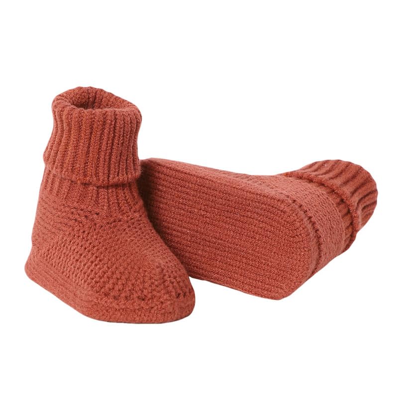 Image of YIXPOH Baby Booties Newborn Babe First Walkers Non-Slip Stay On Boots Crib Shoes Sock Warm Knit Booties