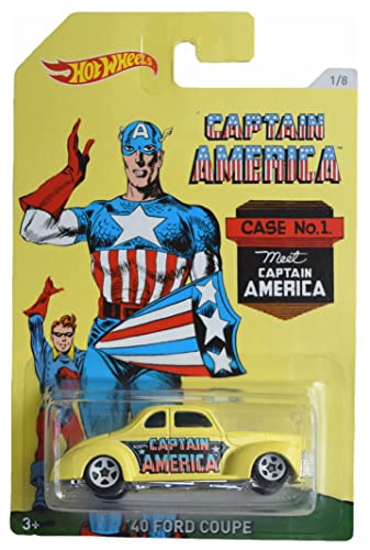 Hot Wheels '40 Ford Coupe Yellow Captain America 1/8