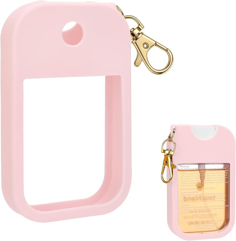 Estojo de silicone AIERSA com chaveiro para frasco Touchland Mist de 30 mL – Rosa-claro