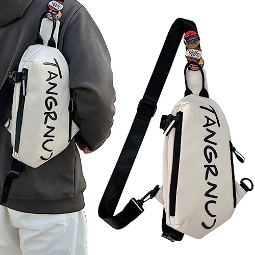 Image of GUSTAVE Crossbody Bag for Men Women with Badges, Waterproof Sling Bag Large Shoulder Bag with Adjustable Strap for Commuting Travel Outdoor Activities Cycling