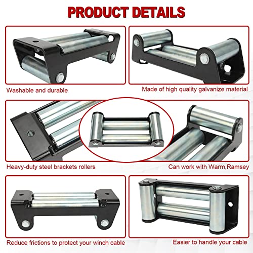 Alavente Winch Roller Fairlead 10" Universal 4 Way Guide Wire Winches For Steel Recovery Off-Road Truck Most Vehicles Winch Cable 8000Lbs - 17500Lbs #TOP2