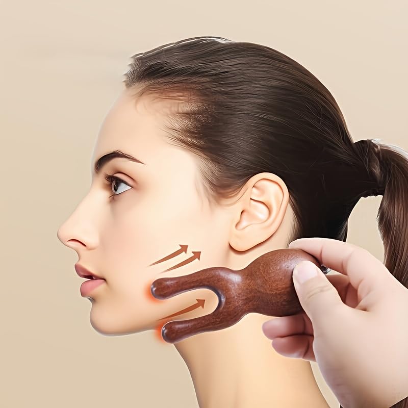 Wood 3D Facial Ear Massager - Paraben-Free Traditional Manual Design for Face Eyes Ears - Head