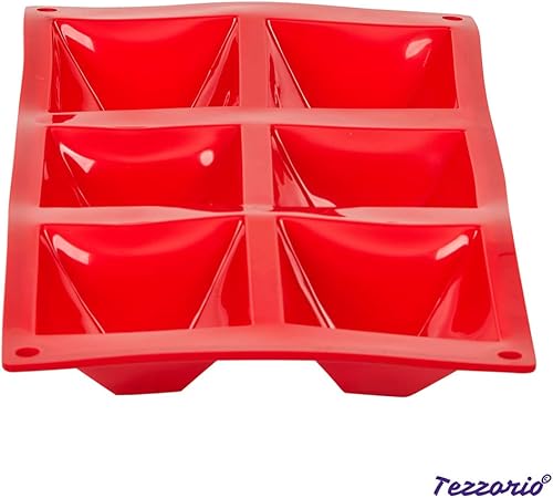 Miniatura 2 de Tezzorio Molde para hornear de silicona piramidal de 6 cavidades, libre de BPA, moldes para hornear antiadherentesmoldes para pasteles