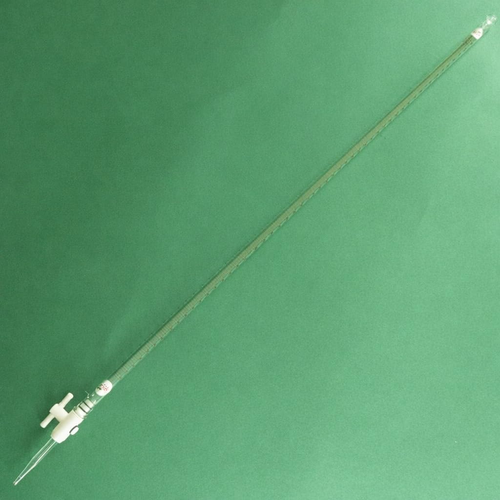 Klasse A Klarglasbürette mit PTFE-Hahn, graduiert 10ml 25ml 50ml 100ml für Chemielabor Titration(100ml)