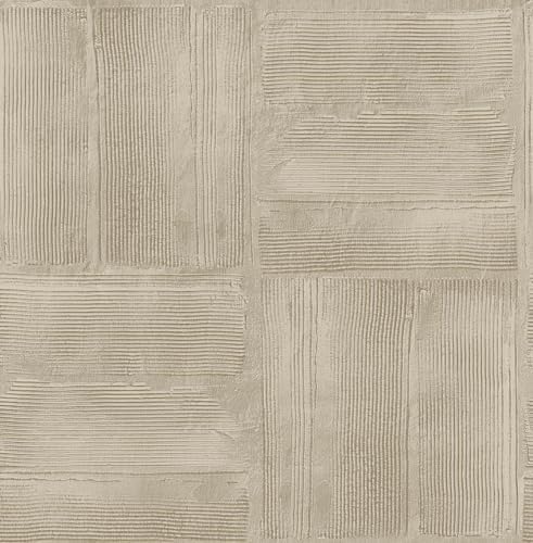 RoomMates Taupe Dimensional Square Plaster Peel and Stick Wallpap...