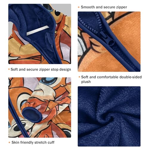 Boys Girls Fleece Jacket Cartoon Big Eyes Happy Fox Kids Warm Hooded Outwear Coat3