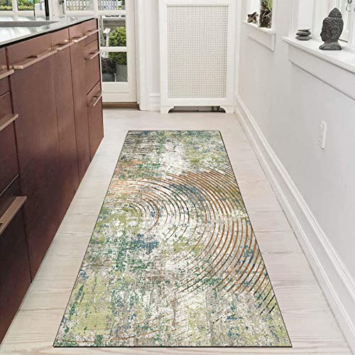 Tapis de couloir antidérapant lavable de taille personnalisable marron et vert - 4