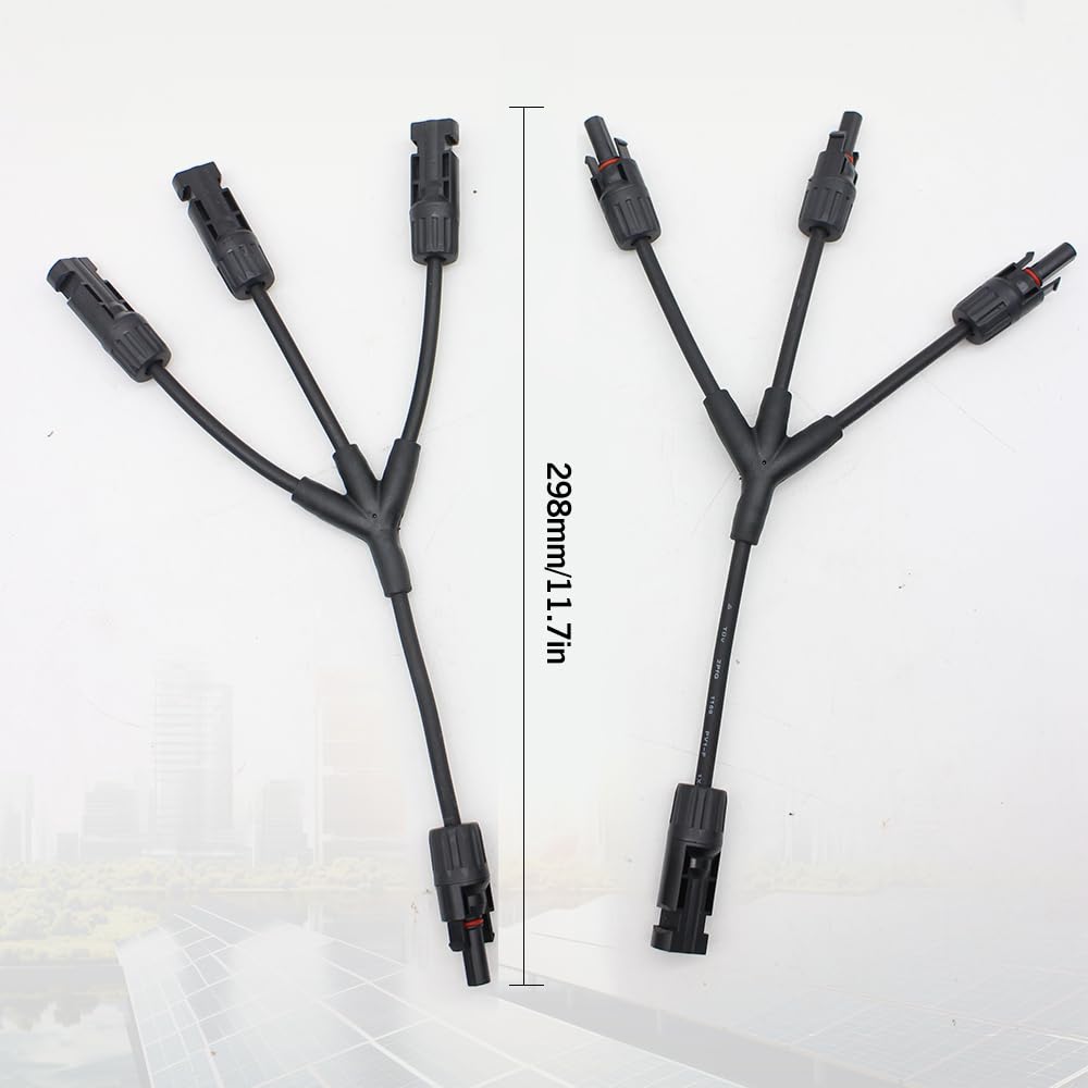 Conectores solares de rama en Y de 1000 V CC 1 a 3 conectores paralelos de panel solar, IP67 impermeable, FMMM+MFFF (2 pares)